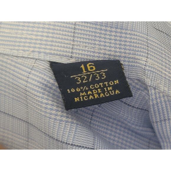 Mens's Club Room Pinpoint  Dress Shirt Regular Fit Button Up Plaid Size 16 32/33 - Picture 8 of 8